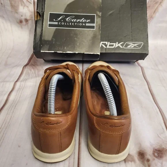 Reebok Rbk S. Carter Collection Leather Sneaker, Kids 5 1/2, Brown/Tan - Picture 9 of 10